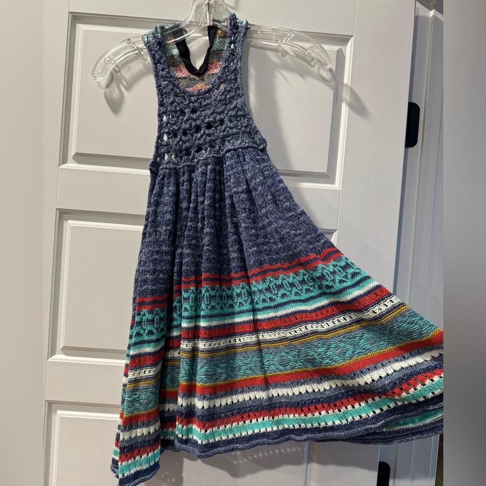 EUC free People hearts  crochet knit tunic top mini dress size x-small